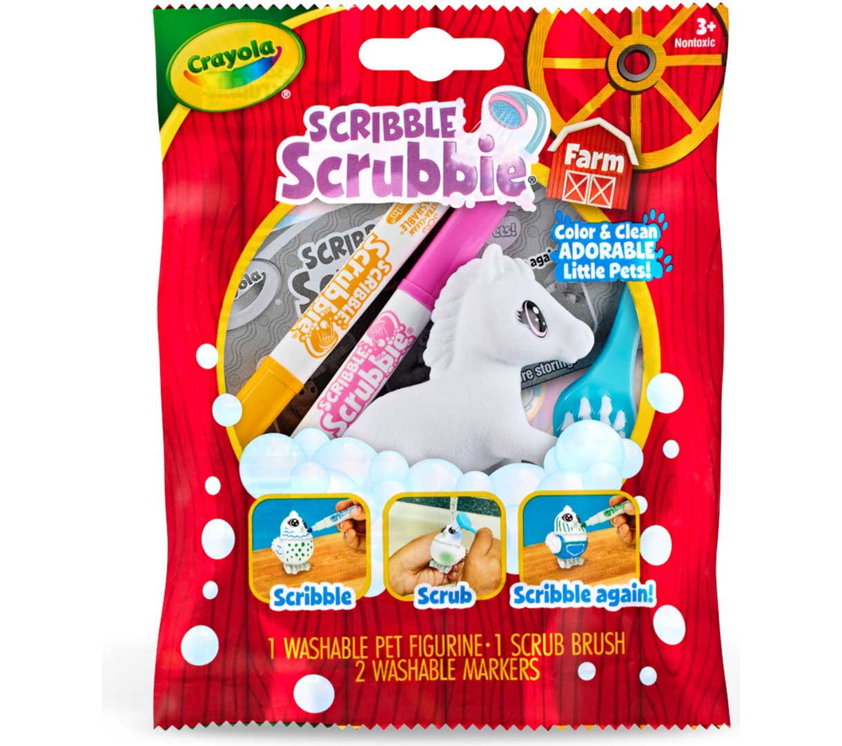 Scribble Scrubbie Farm Animal  1 count. Evie front view