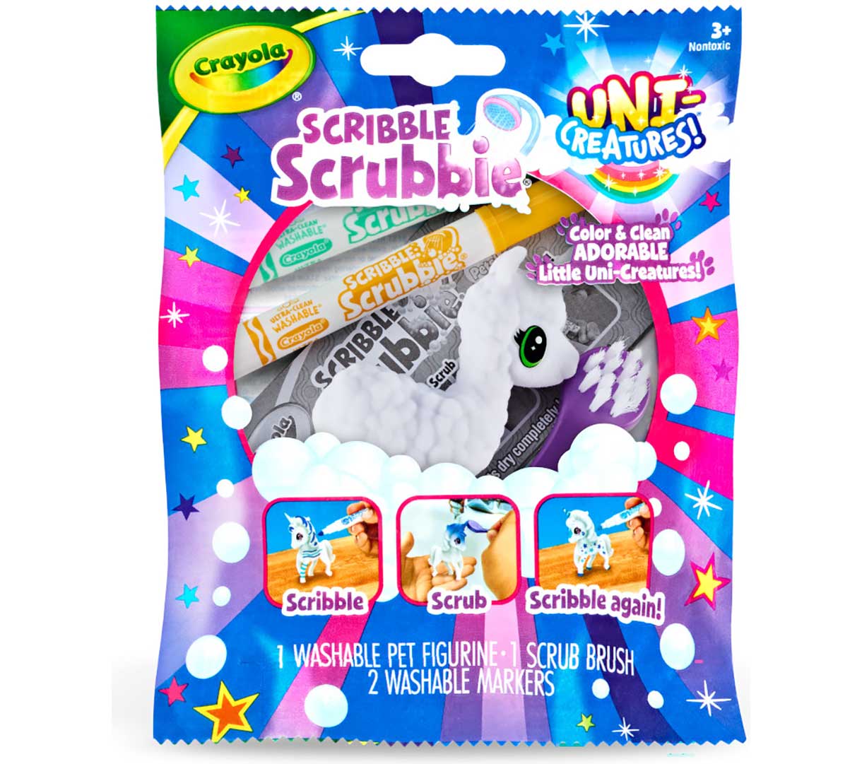 Scribble Scrubbie Uni-Creatures  1 count Olive front view.