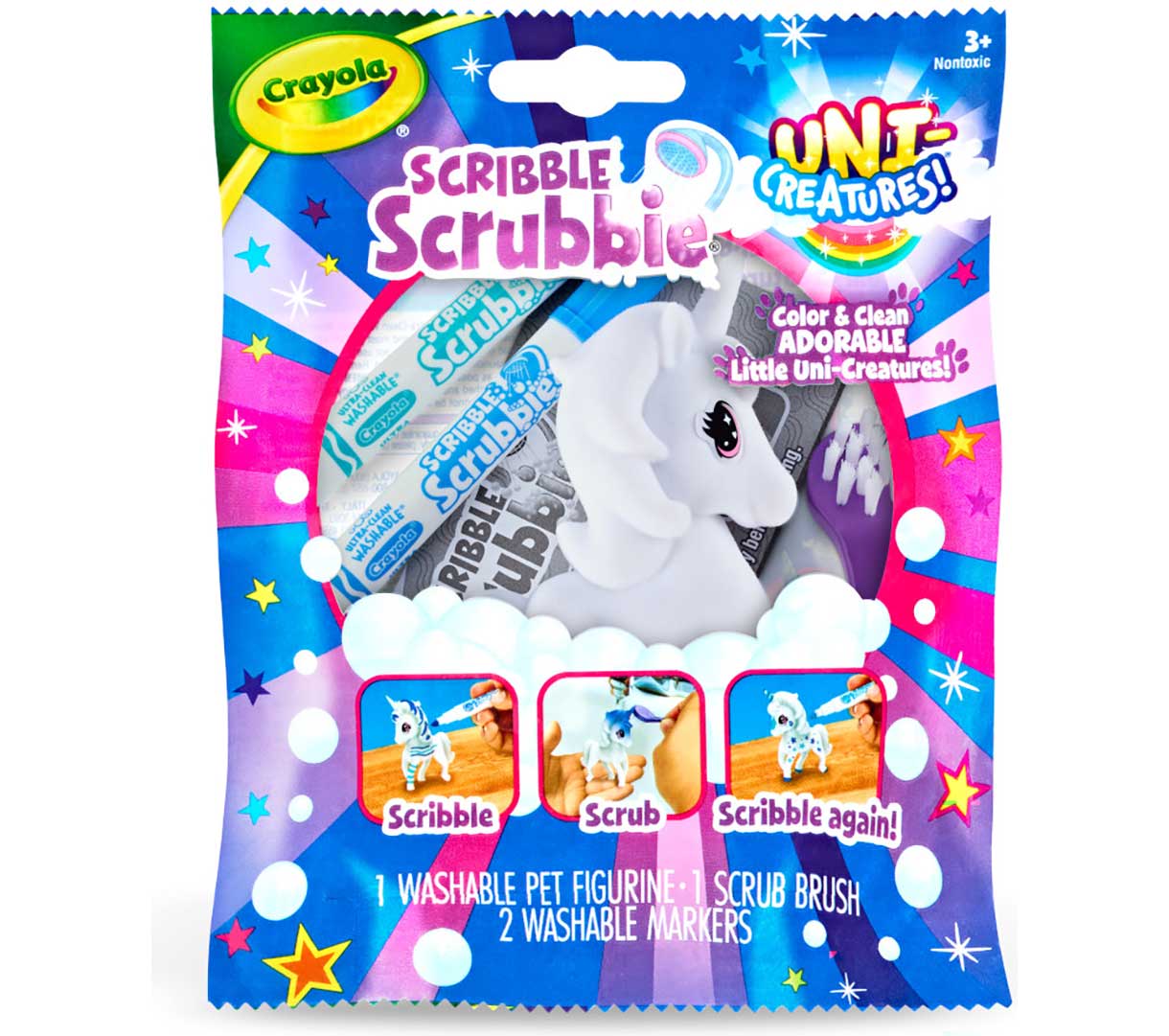 Scribble Scrubbie Uni-Creatures  1 count Una front view.