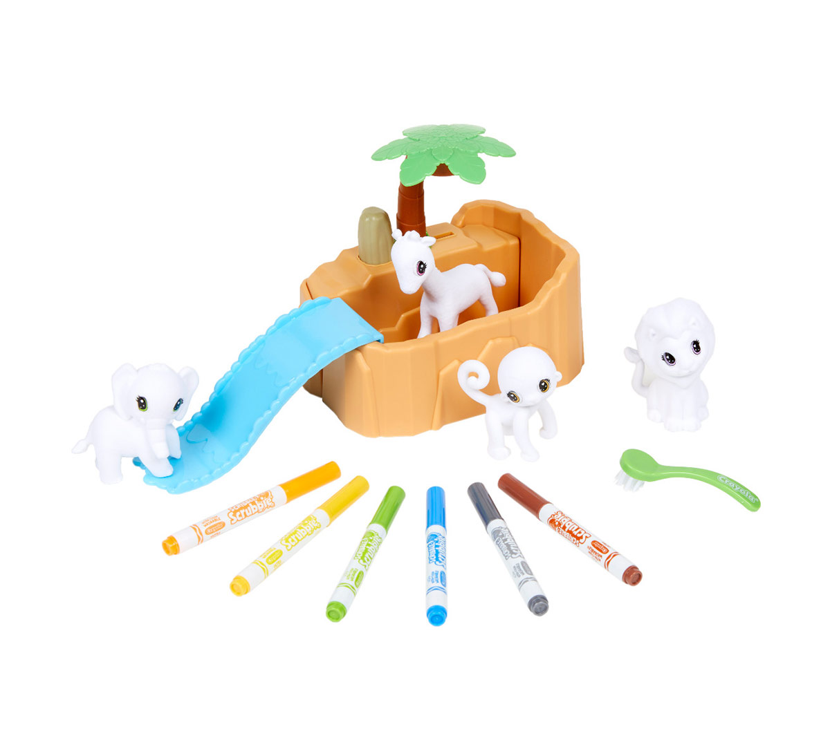 Scribble Scrubbie Pets Safari Tub Set Components