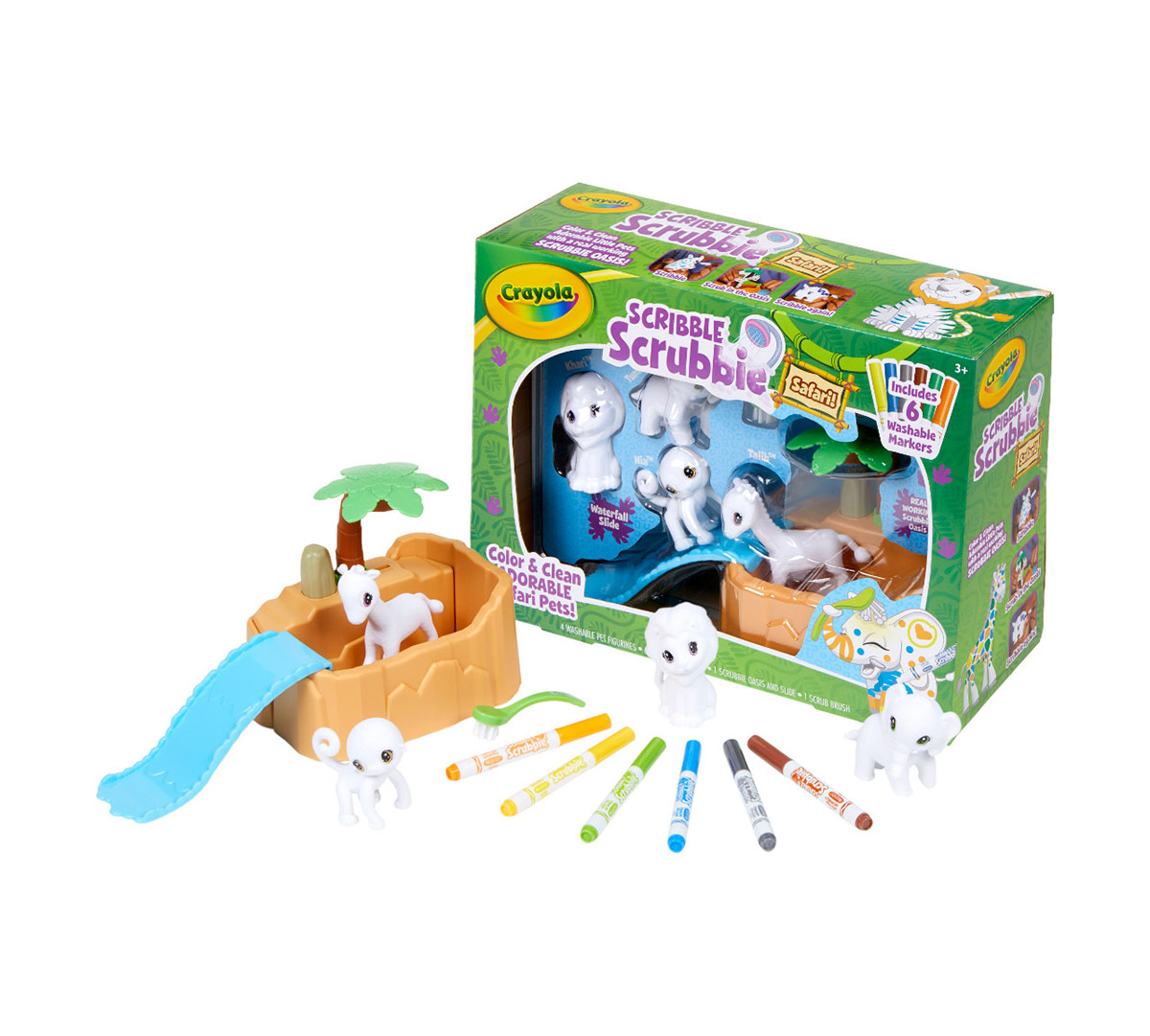 Scribble Scrubbie Pets Safari Tub Set Box and Components