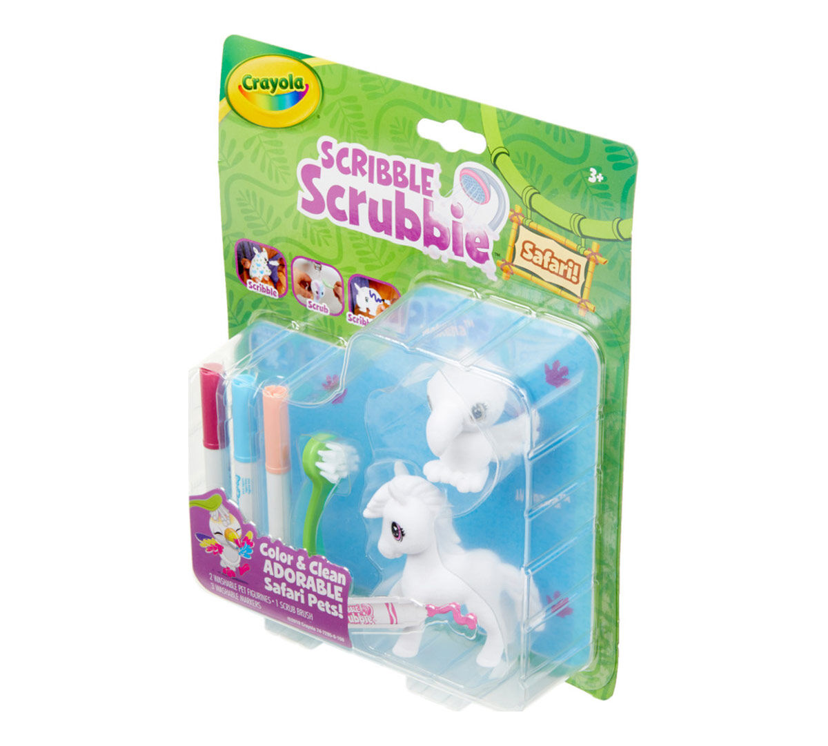 Scribble Scrubbie Safari Animals, Bird & Zebra, 2 count. right side view.