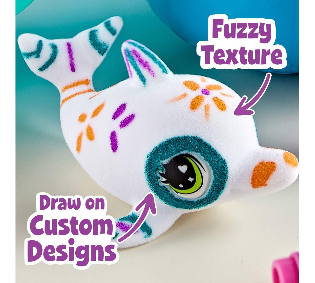 Scribble Scrubbie Seashell Splash draw on custom designs. Fuzzy texture