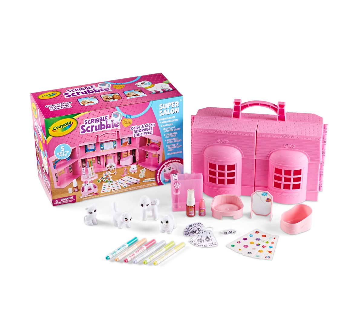 Scribble Scrubbie Super Salon Playset  packaging and contents