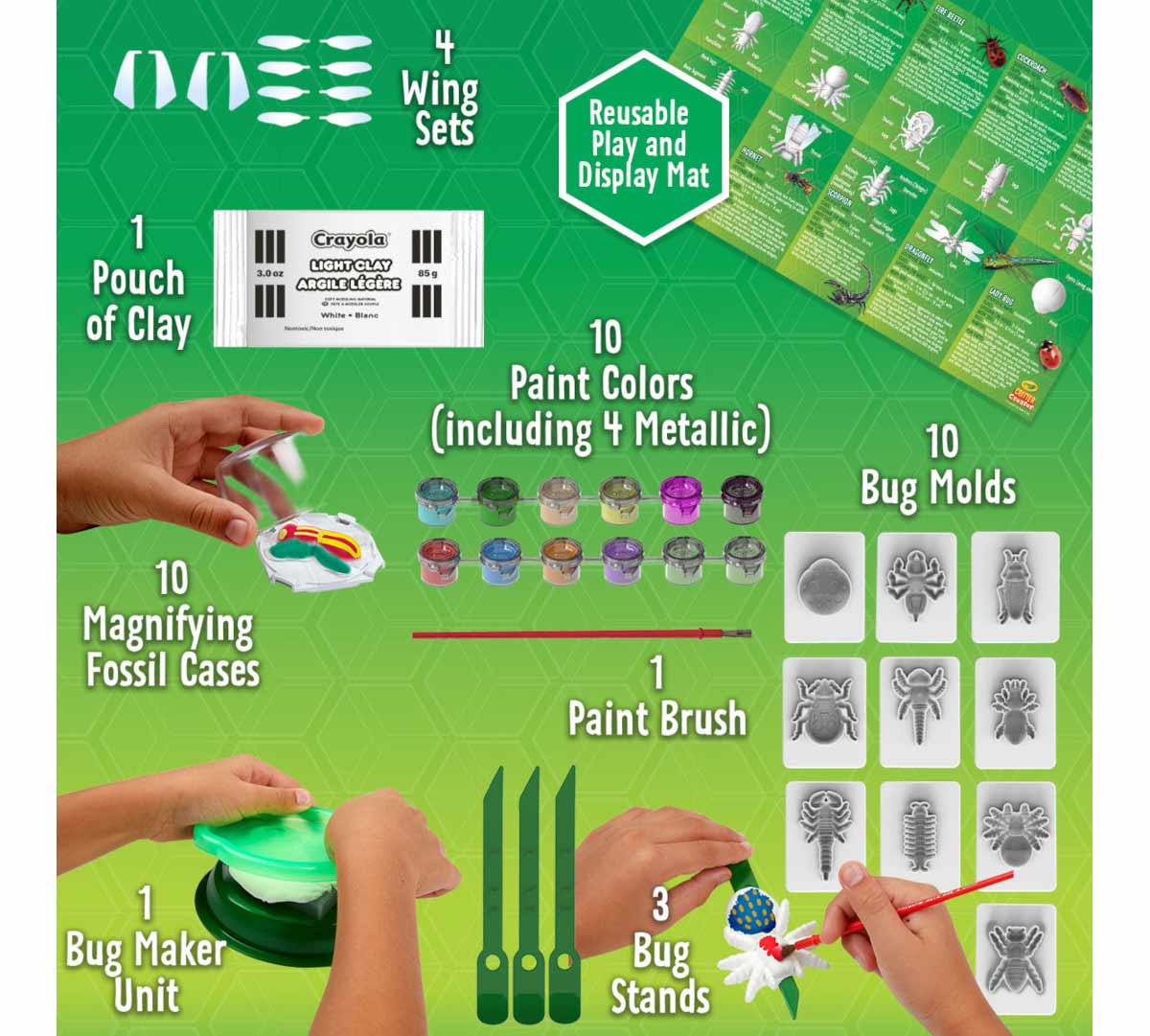 Critter Creator Metallic Bug Fossil Kit for Kids back view
