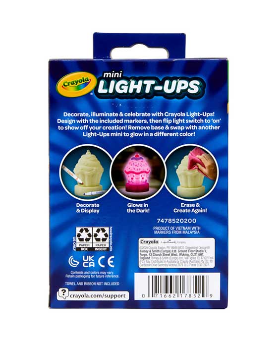 Mini Light-Ups Recolorable Cupcake back view.