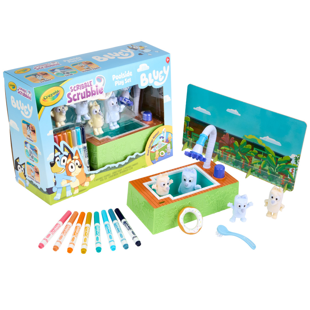 Scribble Scrubbie Bluey Pool Set Contents