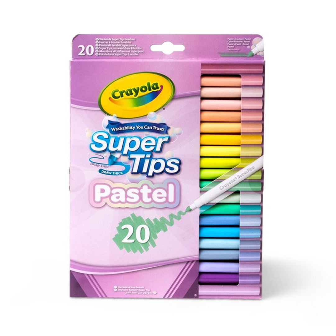 Pastel SuperTips Washable Markers, Pack of 20 front view.