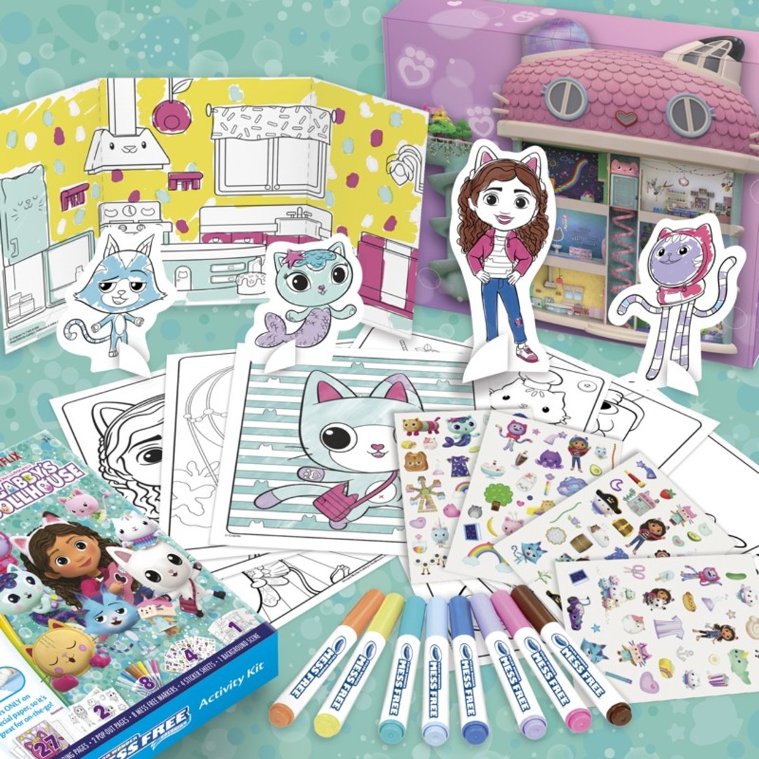 Crayola Color Wonder Activity Kit Gabby's Dollhouse contents