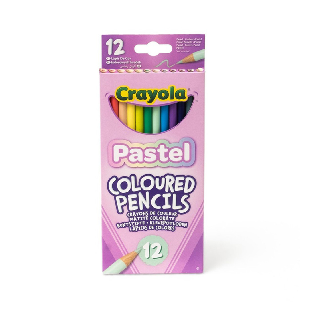 Pastel Colouring Pencils, Pack of 12 front view.