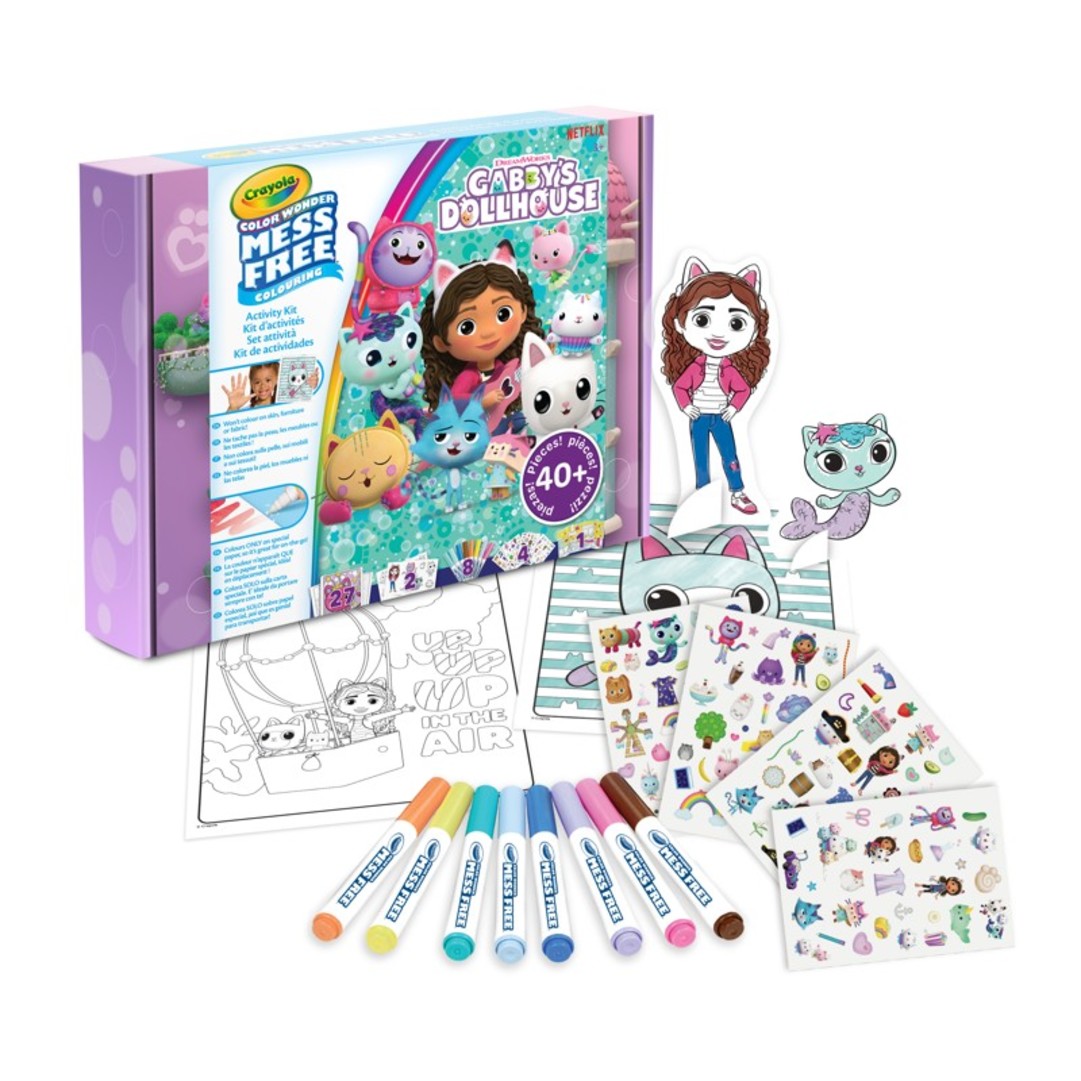 Crayola Color Wonder Activity Kit Gabby's Dollhouse packaging and contents